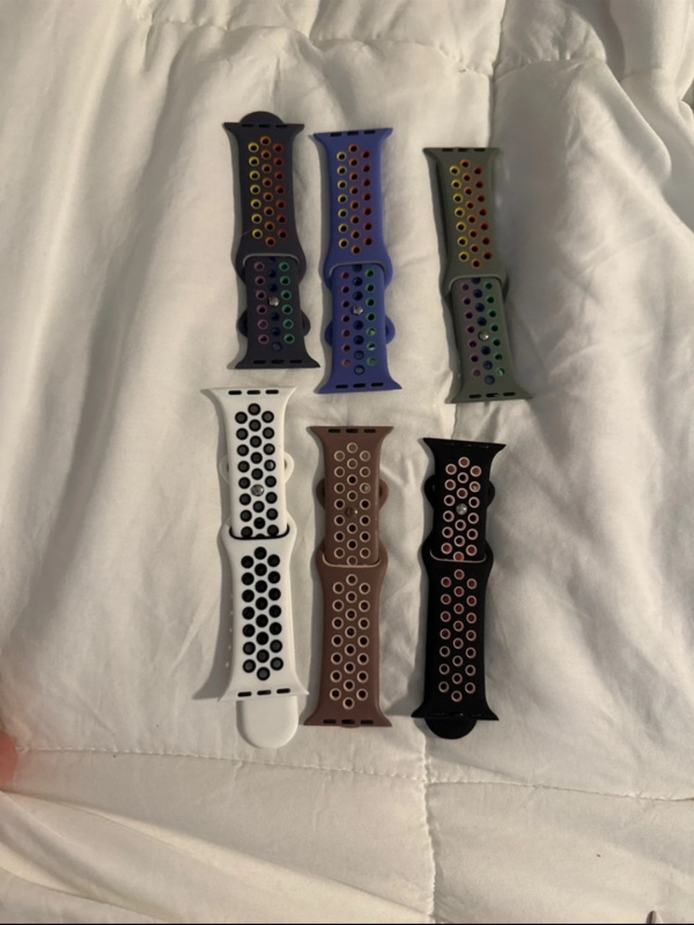 6 Silicone Perforated Apple Watch Bands - Multicolor 44mm